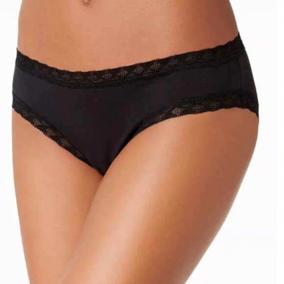 Natori Bliss Cotton Lace Trim Brief 2-Pack Coal Gray Black XL Panties NWT - Picture 2 of 10